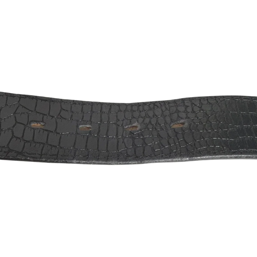 Frontier Series‎ Alligator Grain Split Cowhide Leather Belt 32 Black Silver USA